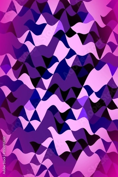Fototapeta Abstract Curved Wave Pattern in Violet, Pink and Black Shades with Geometric Symmetry and Gradient Background. Illustration
