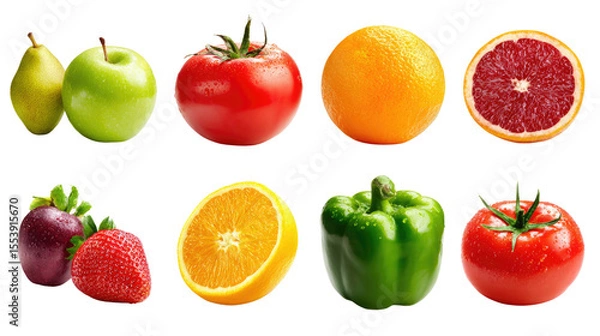 Obraz Healthy Harvest: A vibrant assortment of fresh produce and nutritious fruits, meticulously arranged to showcase the bounty of nature and promote healthy eating habits.