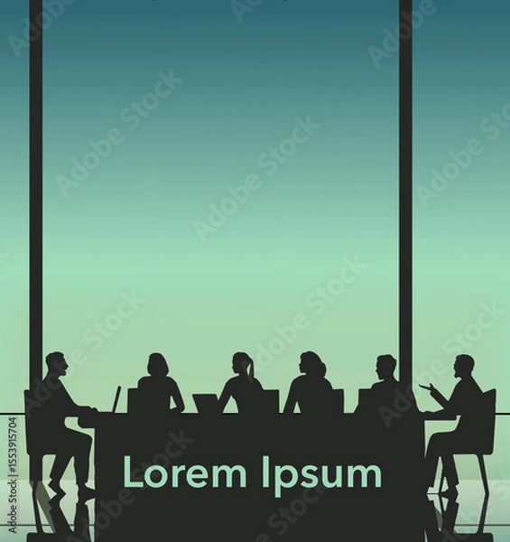 Obraz A business meeting wth the boss and employees is held in front of a large text area .