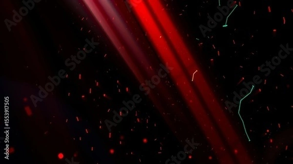 Fototapeta Red Spotlight on Crowd: Intense red spotlights cut through the darkness, illuminating a massive crowd of people at a concert or event.  The energy is palpable.