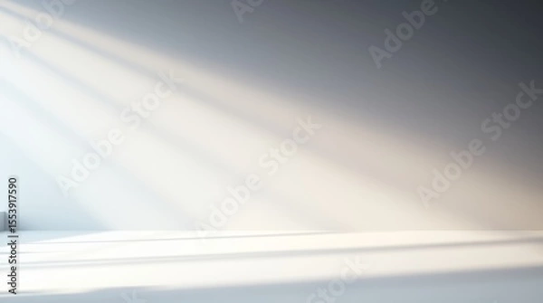 Fototapeta Radiant Rays: A minimalist architectural scene bathed in a soft, ethereal light, emphasizing the purity and interplay of light and shadow within the space.