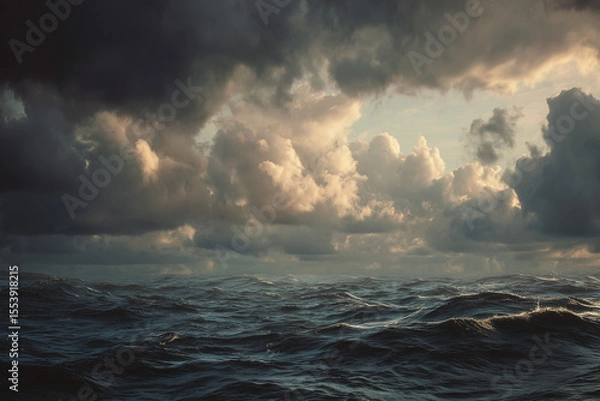 Obraz Stormy ocean storm with dark storm clouds approaching fast
