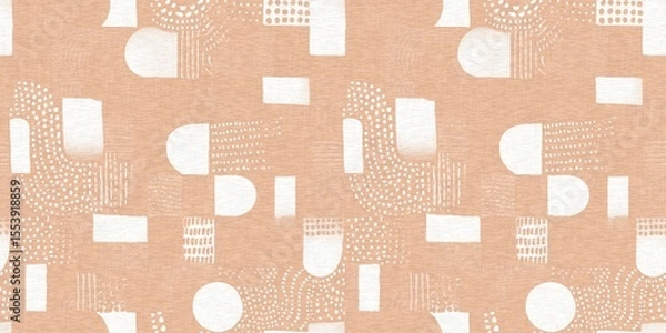 Fototapeta Gender neutral baby nursery decor trim. Sketch border in decorative kid fashion swatch. Calm minimal shape seamless pattern edge. 