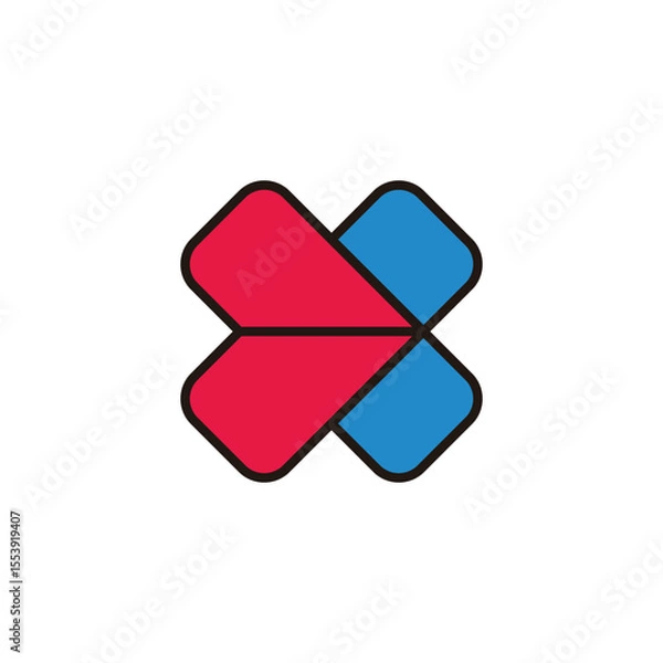 Obraz letter x arrow outlines simple colorful strong logo vector
