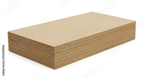 Fototapeta Stack of brown kraft paper sheets, recycled cardboard texture, eco-friendly material background, blank design element