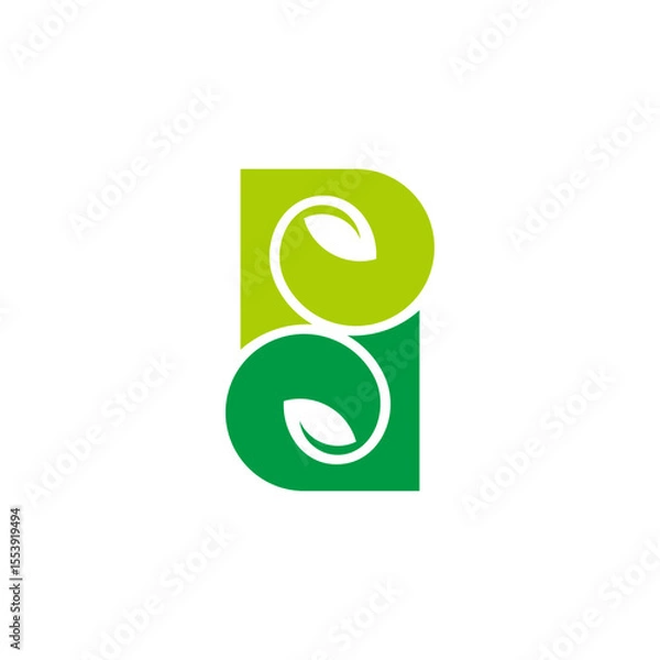 Obraz letter spd green loop simple leaf logo vector