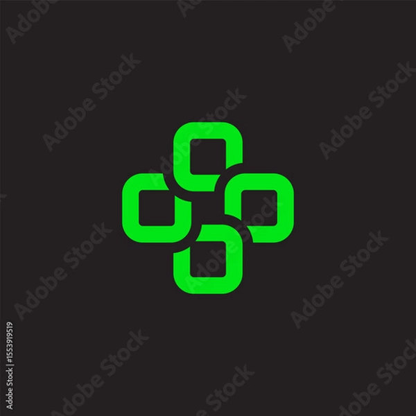 Obraz green linked plus medical chain logo vector