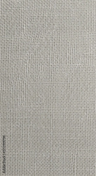 Fototapeta Grey woven fabric close-up texture, organic cotton textile background, fine mesh pattern, natural cloth surface detail