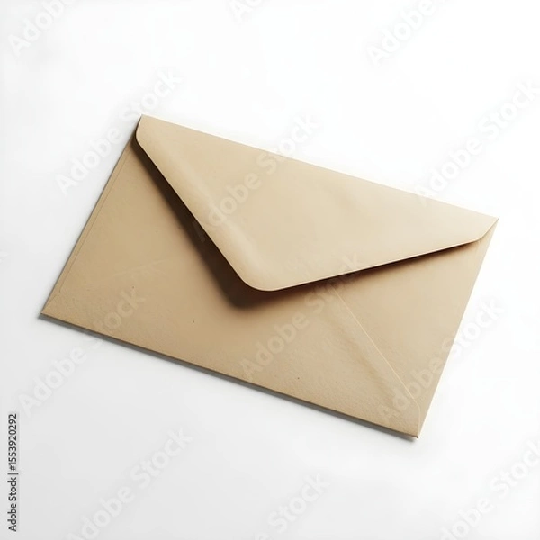 Fototapeta Kraft paper envelope mockup, blank mail template, natural stationery design, sustainable invitation cover
