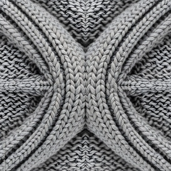 Fototapeta Grey cable knit fabric close-up, organic wool texture background, knitted sweater pattern, warm apparel material