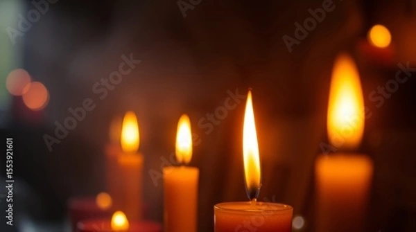 Fototapeta Candlelit Serenity: Soft, warm candlelight illuminates a scene of tranquil reflection and spiritual comfort. The flickering flames evoke a sense of peace, hope, and gentle illumination.