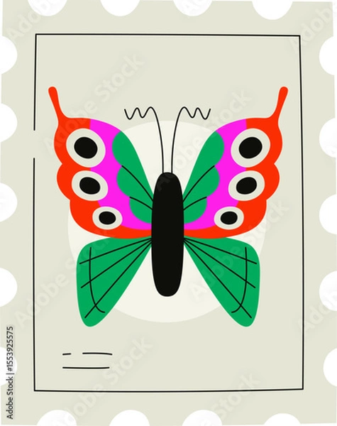 Obraz Butterfly on Postage Stamp