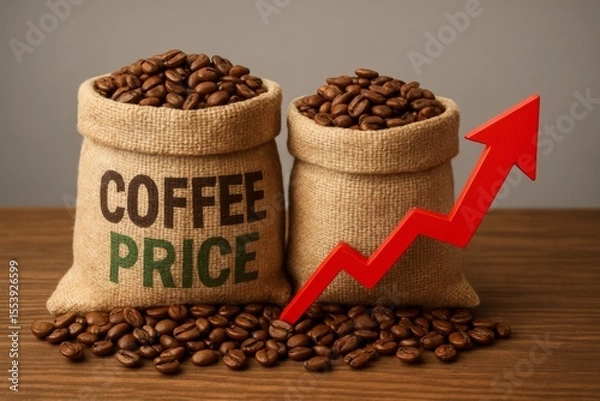 Obraz Coffee beans and rising prices still life