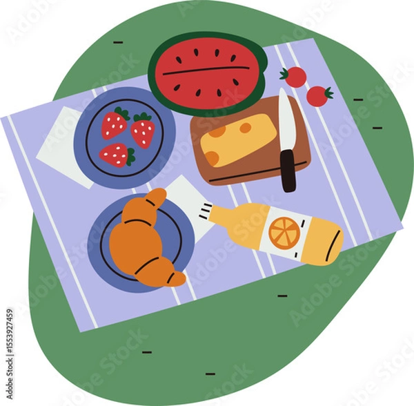Obraz Picnic Spread with Fruits and Cheese
