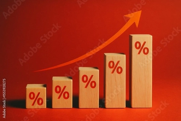 Obraz Growth concept with wooden blocks and arrow