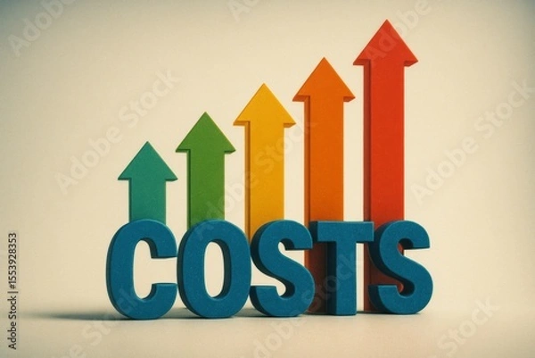 Obraz Surreal concept of rising costs with colorful arrows