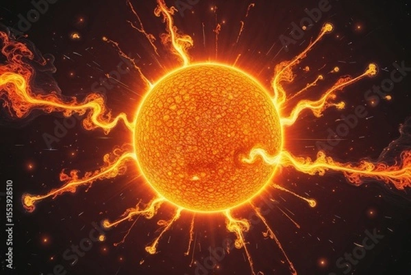 Obraz Fiery celestial sun with solar flares
