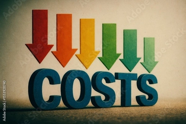 Obraz Decreasing costs with colorful arrows illustration