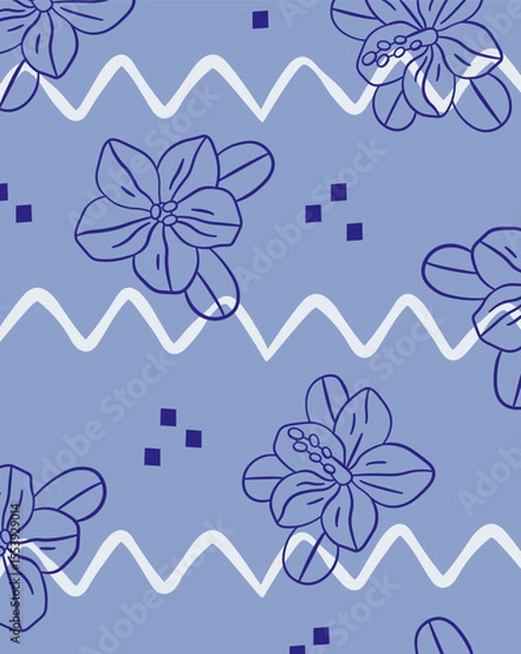 Obraz Tropical Pattern with Zigzag Lines Background