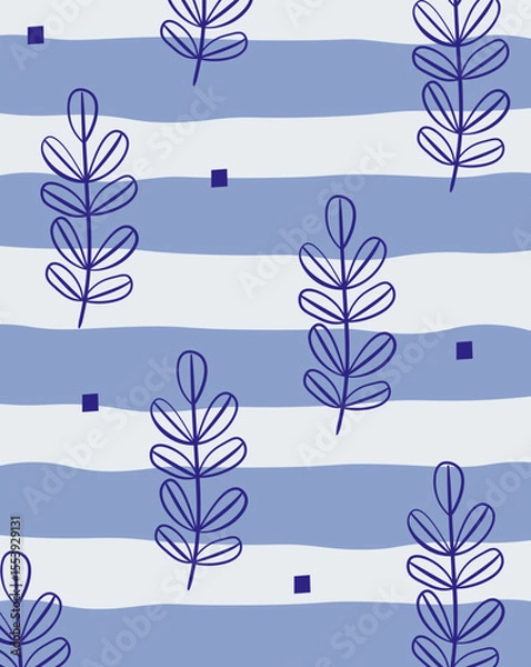 Obraz Leafy Pattern with Wavy Stripes Background
