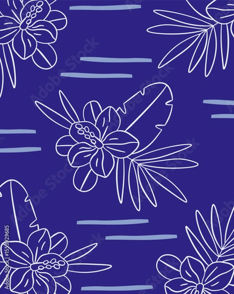 Obraz Floral Pattern with Tropical Leaves Background