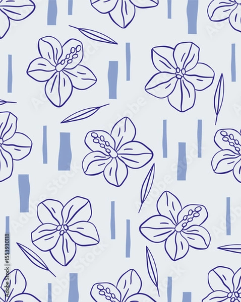Obraz Floral Pattern with Abstract Lines Background