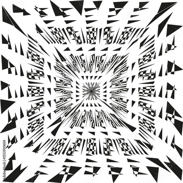 Obraz Spiral icon pattern. Black swirl design. Dynamic twist illustration. Vector rotation symbol.