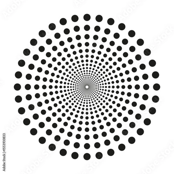 Obraz Dotted spiral pattern. Radial dot design. Concentric point Vector. Abstract circle illustration.