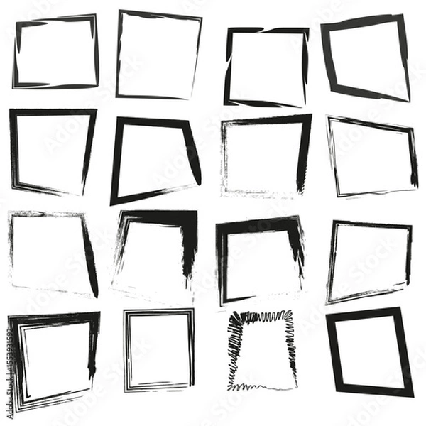 Obraz Frame icon collection. Border design set. Rectangle outline symbols. Vector boundary elements.