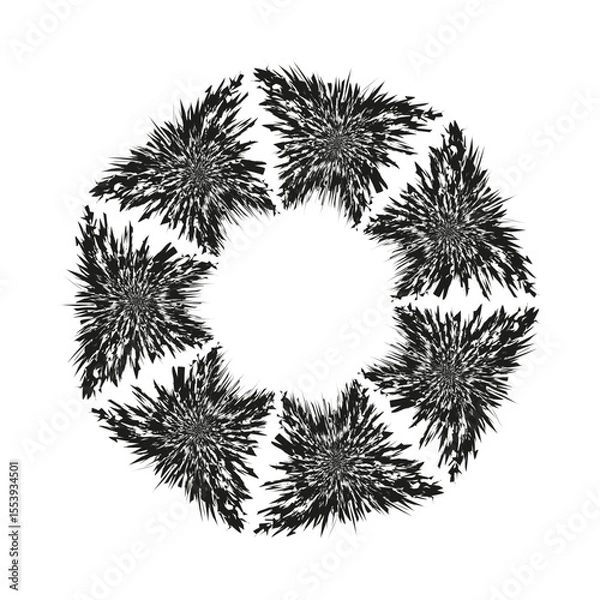 Obraz Floral wreath circle. Decorative flower ring. Botanical crown Vector. Garden bloom frame.