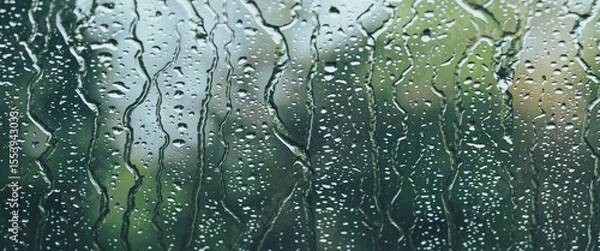 Fototapeta Raindrops On Vehicle Windscreen