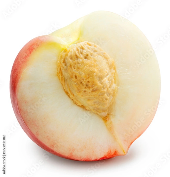 Obraz Red Shiny Nectarine isolated on white background, Fresh Nectarine on White Background With clipping path.