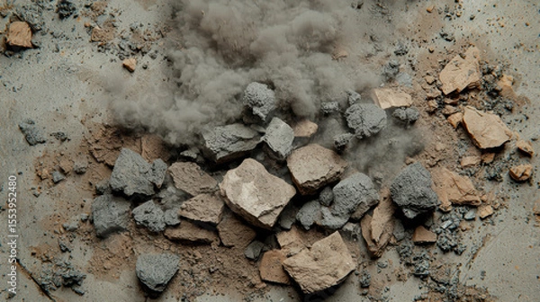 Fototapeta Abstract visualization of dirt and dust being lifted by movement