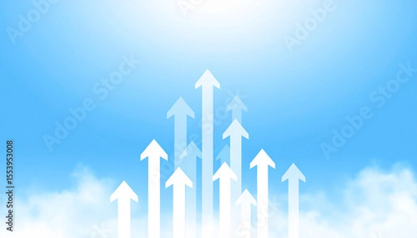 Fototapeta チャレンジと成功をイメージした空と矢印