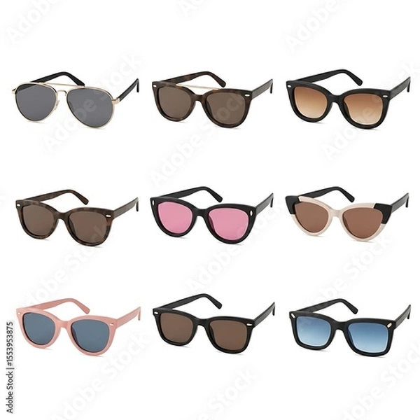 Fototapeta Collection of various sunglasses. Showing different styles and colors 