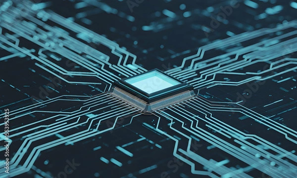 Fototapeta Futuristic Circuit Board: Digital Technology and Innovation