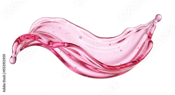 Fototapeta Pink transparent liquid splash wave, isolated on transparent background