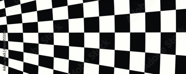 Fototapeta Black and white checkered pattern. Chess pattern. Black and white checkered background. 3D checkered wallpaper. vector illustration