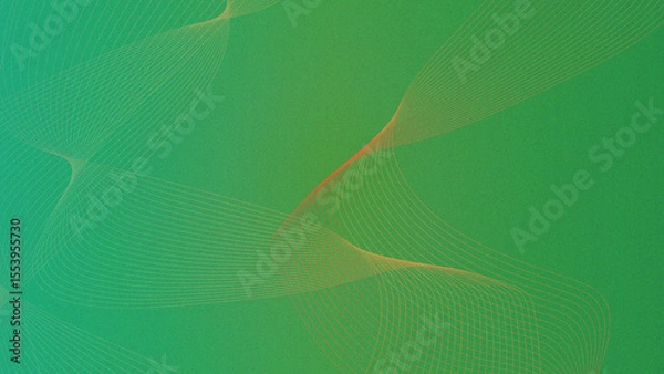 Fototapeta Abstract green background with flowing orange and yellow lines