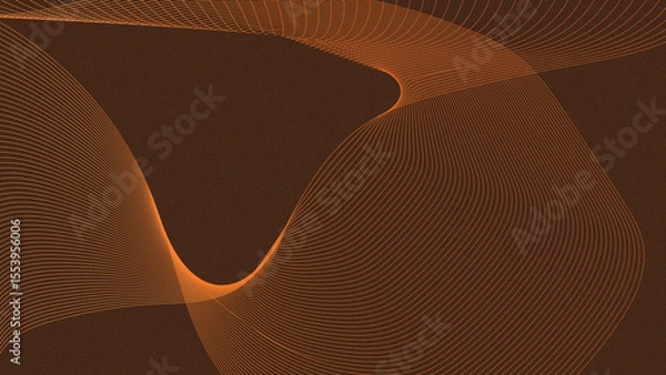Fototapeta Abstract orange wavy lines on textured dark brown background