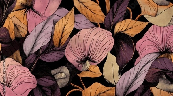 Obraz Delicate floral pattern with rich color palette.