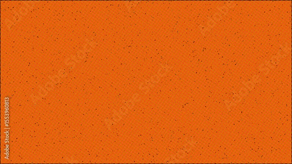 Fototapeta Retro comic book halftone pattern with scattered black speckles and vibrant orange background