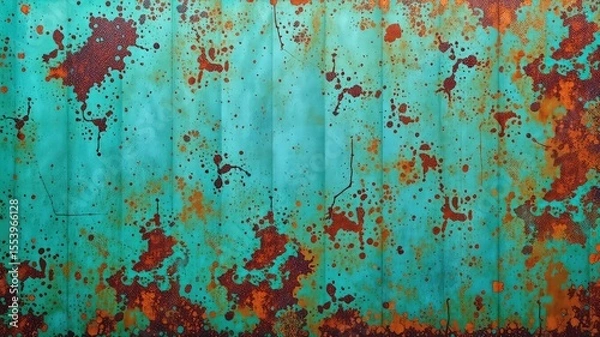 Obraz Abstract design with teal base and rusted spots, a unique and intriguing background for creative projects