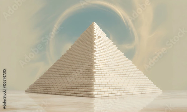 Fototapeta Ancient Pyramid in a Dreamlike Sky and Reflective Surface