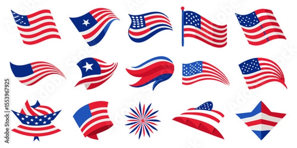 Fototapeta Dynamic American Flag Styles Collection