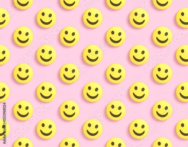 Obraz Yellow smiley faces on a pink background