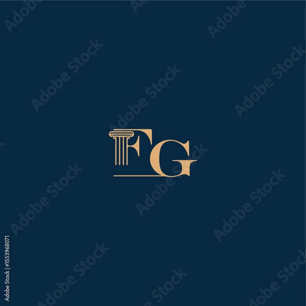 Fototapeta classy law logo FG concept of elegant attorney design with monogram and pillar letter