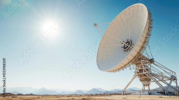 Obraz Giant parabolic antenna reaches toward the clear sky, listening for signals from the distant universe on a bright day