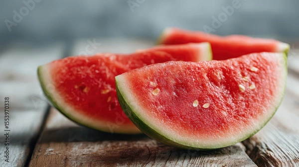 Obraz Fresh sliced watermelon on rustic wooden surface
