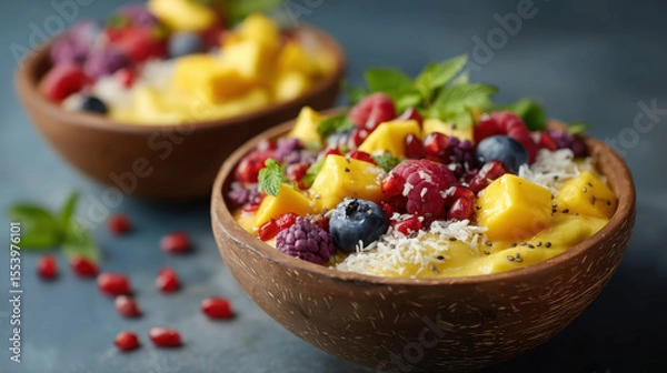 Obraz Tropical Smoothie Bowl with Fresh Berries